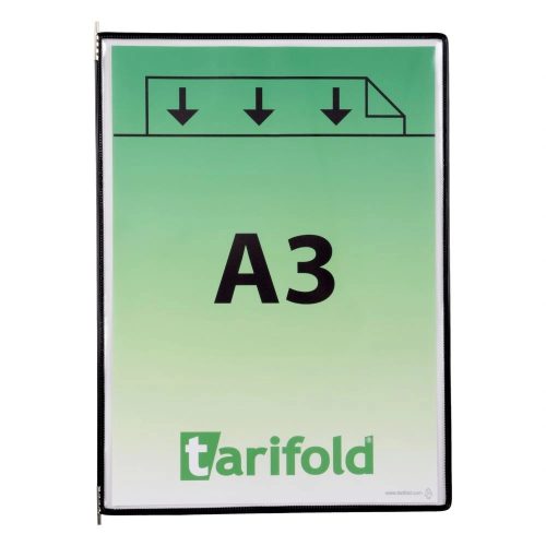 Tablica ekspozycyjna A3, czarna, pionowa, otwierana od góry