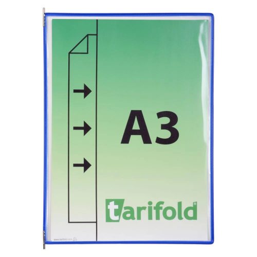 Tablica ekspozycyjna A3, niebieska, pionowa, otwierana od wewnątrz