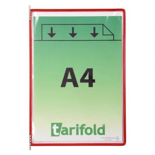Tablica ekspozycyjna A4, czerwona, pionowa, otwierana od góry