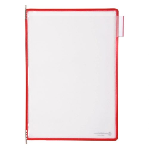 Tablica ekspozycyjna A4, czerwona, pionowa, otwierana od góry