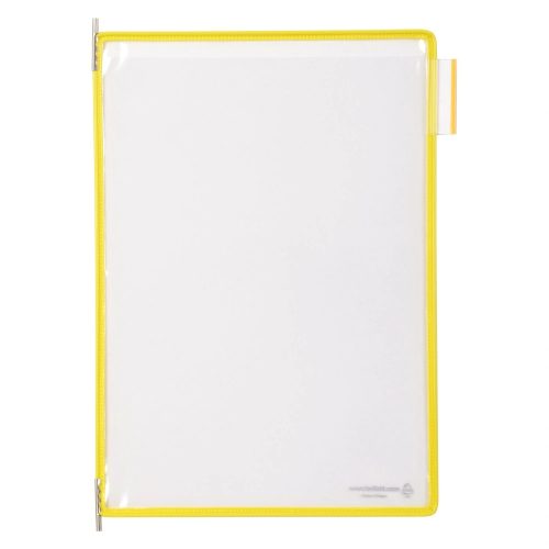 Tablica ekspozycyjna A4, żółta, pionowa, otwierana od góry