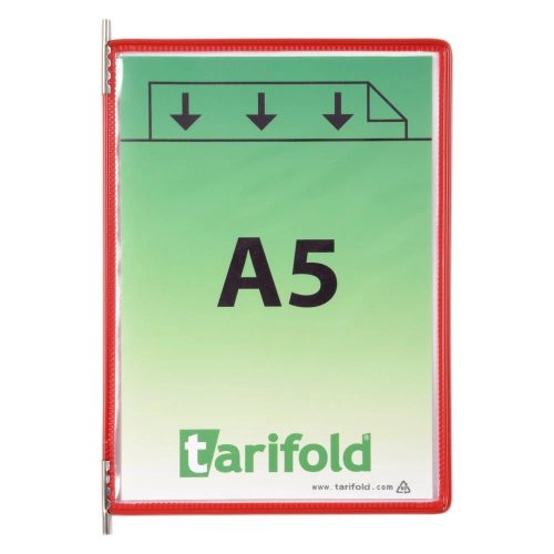 Tablica ekspozycyjna A5, czerwona, pionowa, otwierana od góry