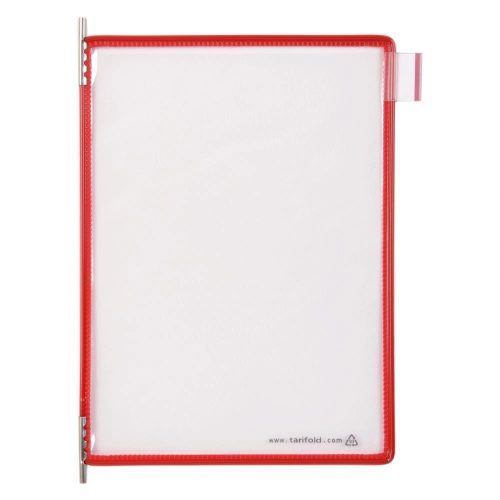 Tablica ekspozycyjna A5, czerwona, pionowa, otwierana od góry