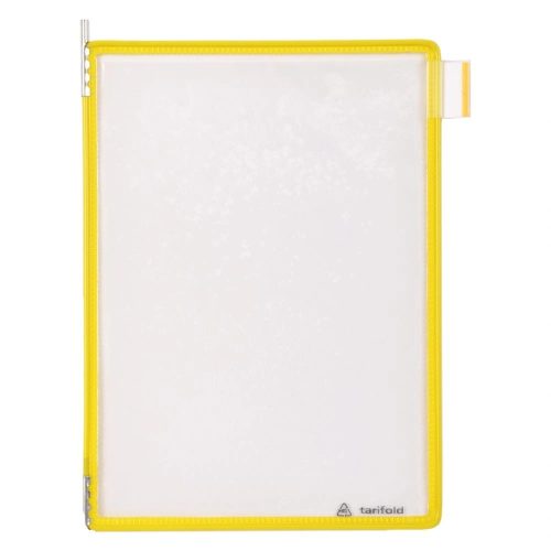 Tablica ekspozycyjna A5, żółta, pionowa, otwierana od góry