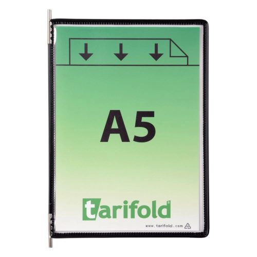 Tablica ekspozycyjna A5, czarna, pionowa, otwierana od góry