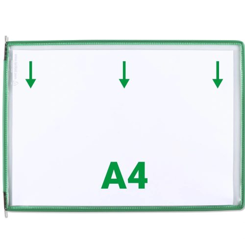 Tablica ekspozycyjna A4, zielona, pozioma, otwierana od góry