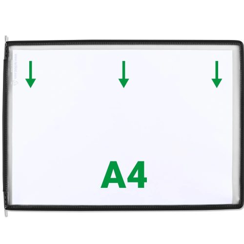 Tablica ekspozycyjna A4, czarna, pozioma, otwierana od góry
