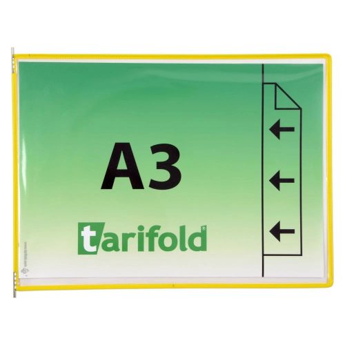Tablica ekspozycyjna A3, żółta, pozioma, otwierana na zewnątrz