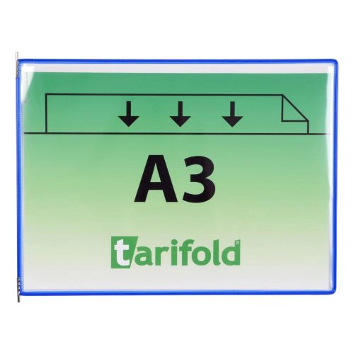 Tablica ekspozycyjna A3, niebieska, pozioma, otwarta u góry