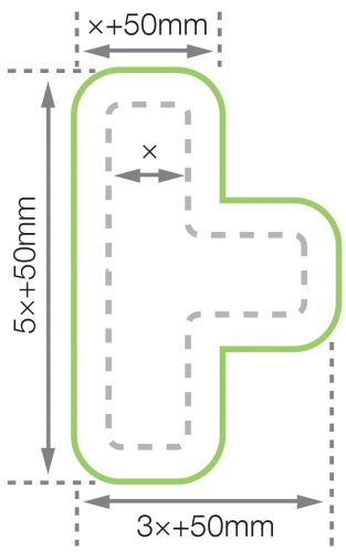 GEToolbox® Długi T kształt 'ExtraLife floor marking' protected film 50 mm