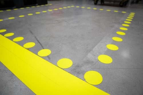 GEToolbox® Punkt kształt Masywne znakowanie podłóg 50 mm ŻÓŁTY