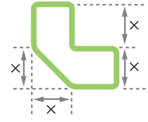 GEToolbox® L kształt Masywne znakowanie podłóg 50 mm BIAŁY