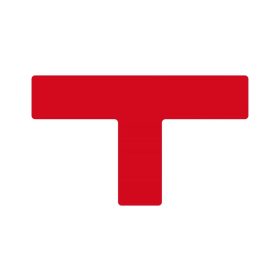   GEToolbox® T kształt długi Masywne oznakowanie podłogi 75 mm CZERWONY