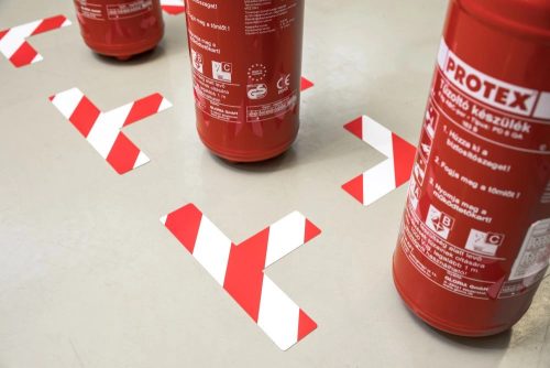 GEToolbox® T kształt długi Masywne oznakowanie podłogi 50mm BIAŁY-NIEBIESKI