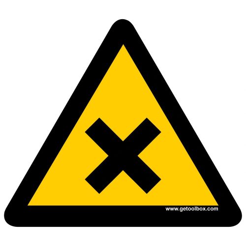 "WARNING!  HARMFUL OR IRRITANT SUBSTANCE" ZNAK PODŁOGOWY 500 mm