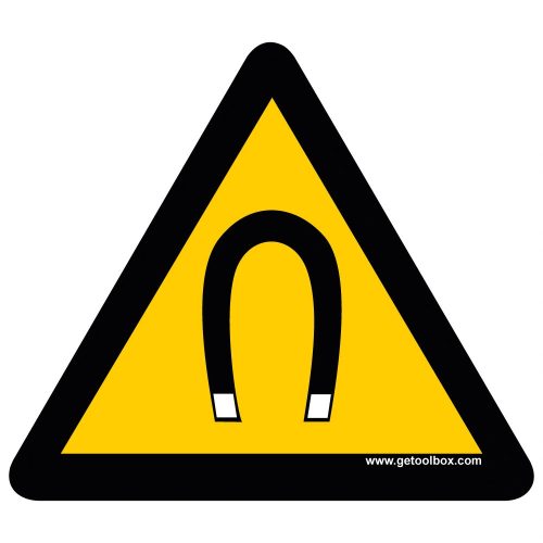 "WARNING! STRONG MAGNETIC FIELD" ZNAK PODŁOGOWY 300 mm