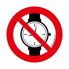   NO METALLIC ARTICLES OR WATCHES!' ZNAK PODŁOGOWY 500 mm