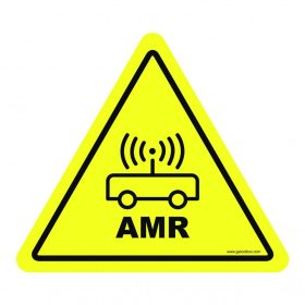   "WARNING! AMR TRUCKS OPERATING IN THIS AREA!' ZNAK PODŁOGOWY 300 mm