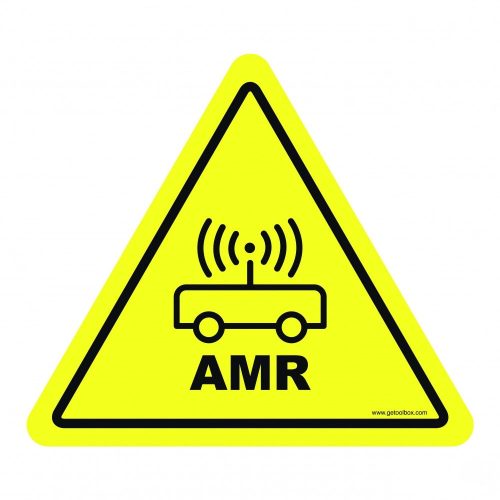 "WARNING! AMR TRUCKS OPERATING IN THIS AREA!' ZNAK PODŁOGOWY 300 mm